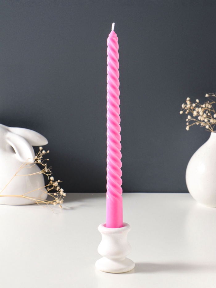 Свеча витая 25 см, 57 г, 5 ч, розовый - Фото 1