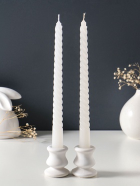 Набор свечей витых 25 см, 2 шт., 57 г, 5 ч, белый  (артикул 10996979)  большой выбор товаров оптом и в розницу по низким ценам с доставкой