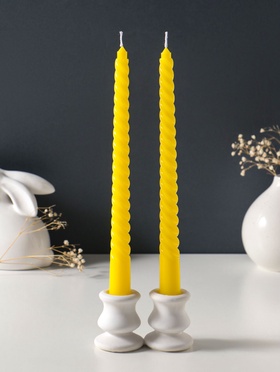 Набор свечей витых 25 см, 2 шт., 57 г, 5 ч, жёлтый  (артикул 10996982)  большой выбор товаров оптом и в розницу по низким ценам с доставкой