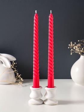 Набор свечей витых 25 см, 2 шт., 57 г, 5 ч, красный  (артикул 10996984)  большой выбор товаров оптом и в розницу по низким ценам с доставкой