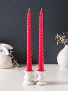 Набор свечей витых 25 см, 2 шт., 57 г, 5 ч, красный - Фото 2