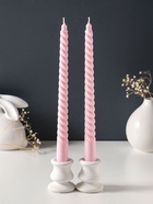 Набор свечей витых 25 см, 2 шт., 57 г, 5 ч, пастельно-розовый - Фото 2