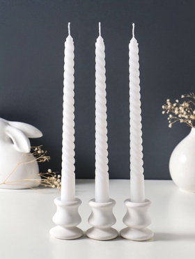 Набор свечей витых 25 см, 3 шт., 57 г, 5 ч, белый  (артикул 10996994)  большой выбор товаров оптом и в розницу по низким ценам с доставкой