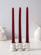 Набор свечей витых 25 см, 3 шт., 57 г, 5 ч, бордовый - Фото 2