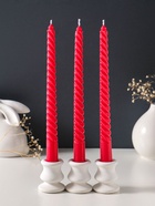 Набор свечей витых 25 см, 3 шт., 57 г, 5 ч, красный  (артикул 10996998)  большой выбор товаров оптом и в розницу по низким ценам с доставкой