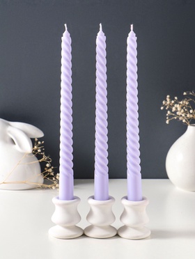 Набор свечей витых 25 см, 3 шт., 57 г, 5 ч, лаванда  (артикул 10996999)  большой выбор товаров оптом и в розницу по низким ценам с доставкой