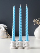 Набор свечей витых 25 см, 3 шт., 57 г, 5 ч, пастельно-голубой - Фото 2