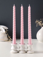 Набор свечей витых 25 см, 3 шт., 57 г, 5 ч, пастельно-розовый - Фото 2
