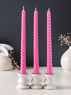 Набор свечей витых 25 см, 3 шт., 57 г, 5 ч, розовый - Фото 2