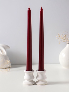 Набор свечей античных 25 см, 2 шт., 58 г, 7 ч, бордовый  (артикул 10997025)  большой выбор товаров оптом и в розницу по низким ценам с доставкой