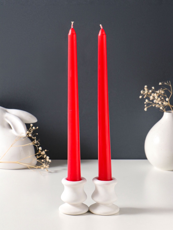 Набор свечей античных 25 см, 2 шт., 58 г, 7 ч, красный