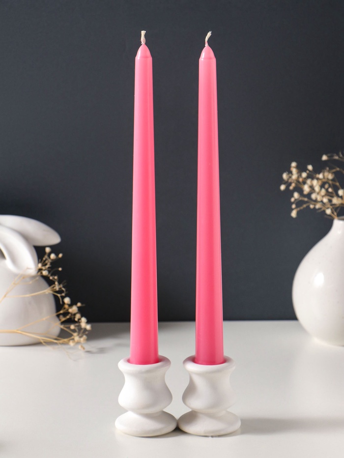 Набор свечей античных 25 см, 2 шт., 58 г, 7 ч, розовый