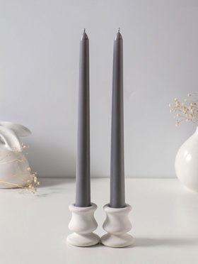 Набор свечей античных 25 см, 2 шт., 58 г, 7 ч, серый  (артикул 10997033)  большой выбор товаров оптом и в розницу по низким ценам с доставкой