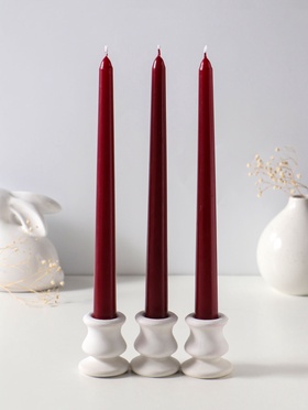 Набор свечей античных 25 см, 3 шт., 58 г, 7 ч, бордовый  (артикул 10997041)  большой выбор товаров оптом и в розницу по низким ценам с доставкой