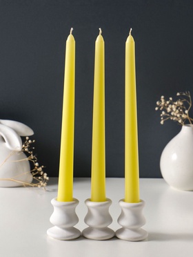 Набор свечей античных 25 см, 3 шт., 58 г, 7 ч, пастельно-жёлтый  (артикул 10997046)  большой выбор товаров оптом и в розницу по низким ценам с доставкой