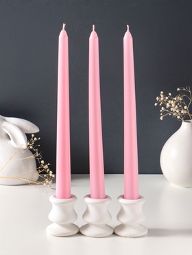 Набор свечей античных 25 см, 3 шт., 58 г, 7 ч, пастельно-розовый  (артикул 10997047)  большой выбор товаров оптом и в розницу по низким ценам с доставкой