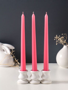 Набор свечей античных 25 см, 3 шт., 58 г, 7 ч, розовый  (артикул 10997048)  большой выбор товаров оптом и в розницу по низким ценам с доставкой