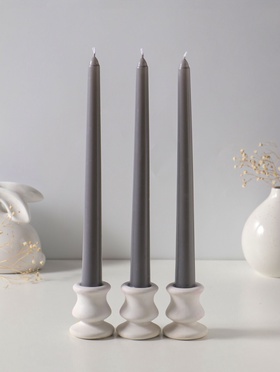 Набор свечей античных 25 см, 3 шт., 58 г, 7 ч, серый  (артикул 10997049)  большой выбор товаров оптом и в розницу по низким ценам с доставкой