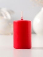 Свеча - цилиндр 4×6 см, 59 г, 6 ч, красный - Фото 1