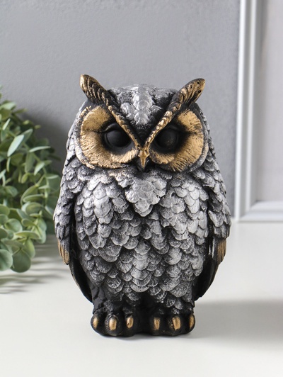 Копилка для денег «Филин Филя», гипс, 13×13×20 см, серебро с бронзой