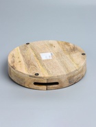 УЦЕНКА Поднос круглый с бортиками "Васильки" дерево манго 35х35х6,5 см - Фото 4