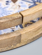 УЦЕНКА Поднос круглый с бортиками "Васильки" дерево манго 35х35х6,5 см - Фото 5