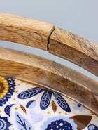 УЦЕНКА Поднос круглый с бортиками "Васильки" дерево манго 35х35х6,5 см - Фото 6