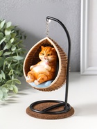 Сувенир полистоун лак "Пухлый кот ест мороженое, в кресле-качеле" 11,5х10,5х18 см - фото 809554113