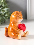 Сувенир полистоун лак "Пухлый котик с красным сердцем" 7,8х7,3х10 см - фото 809554116