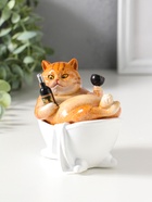 Сувенир полистоун лак "Пухлый кот лежит в ванне с бокалом" 11,5х7,7х10,5 см - фото 809554120