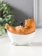 Сувенир полистоун лак "Пухлый кот лежит в ванне с бокалом" 11,5х7,7х10,5 см - фото 809554123