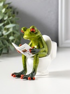 Сувенир полистоун лак "Лягушонок на унитазе с журналом" 10,5х6х10,5 см - фото 809554170