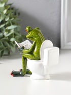 Сувенир полистоун лак "Лягушонок на унитазе с журналом" 10,5х6х10,5 см - фото 809554173