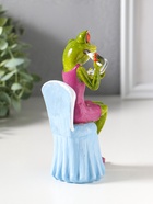 Сувенир полистоун лак "Лягуха в розовом платье наводит марафет" 8,5х8,5х14,8 см - фото 809554176