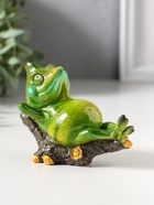 Фигурка полистоун лак «Хамелеон отдыхает на лежаке», зелёный, 10.8×6×8.2 см - Фото 1