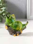 Сувенир полистоун лак "Хамелеон отдыхает на лежаке" зелёный 10,8х6х8,2 см - фото 809554181