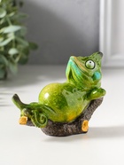 Сувенир полистоун лак "Хамелеон отдыхает на лежаке" зелёный 10,8х6х8,2 см - фото 809554183