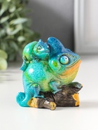 Сувенир полистоун лак "Хамелеон с детёнышем на спине" сине-зелёный 8,5х5,2х8,5 см - фото 809554185