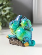 Сувенир полистоун лак "Хамелеон с детёнышем на спине" сине-зелёный 8,5х5,2х8,5 см - фото 809554187