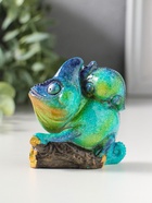 Сувенир полистоун лак "Хамелеон с детёнышем на спине" сине-зелёный 8,5х5,2х8,5 см - фото 809554188