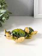 Сувенир полистоун лак "Черепаха с черепашонком" зелёный 15,8х11,8х5 см - фото 809554201