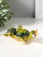 Сувенир полистоун лак "Черепаха с черепашонком" зелёный 15,8х11,8х5 см - фото 809554202