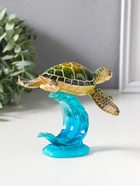 Сувенир полистоун лак "Черепаха на волне" зелёный 13,3х12,3х11,6 см - фото 809554217