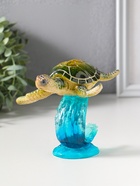 Сувенир полистоун лак "Черепаха на волне" зелёный 13,3х12,3х11,6 см - фото 809554219