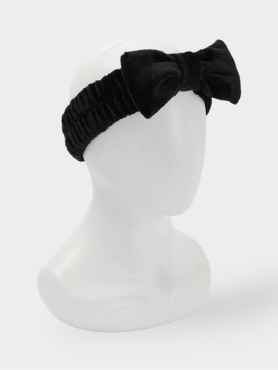 Повязка для умывания Доляна «Бантик», микрофибра, чёрная