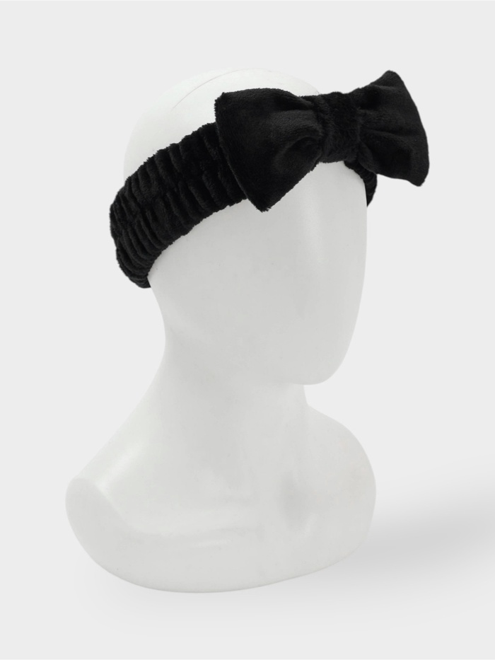 Повязка для умывания Доляна «Бантик», микрофибра, чёрная - Фото 1