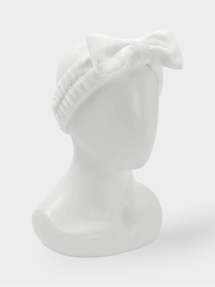 Повязка для умывания Доляна «Бантик», микрофибра, белая - Фото 1