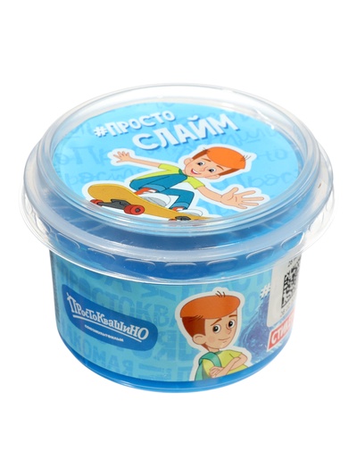 Слайм «Простоквашино», синий, с шариками, 100 г