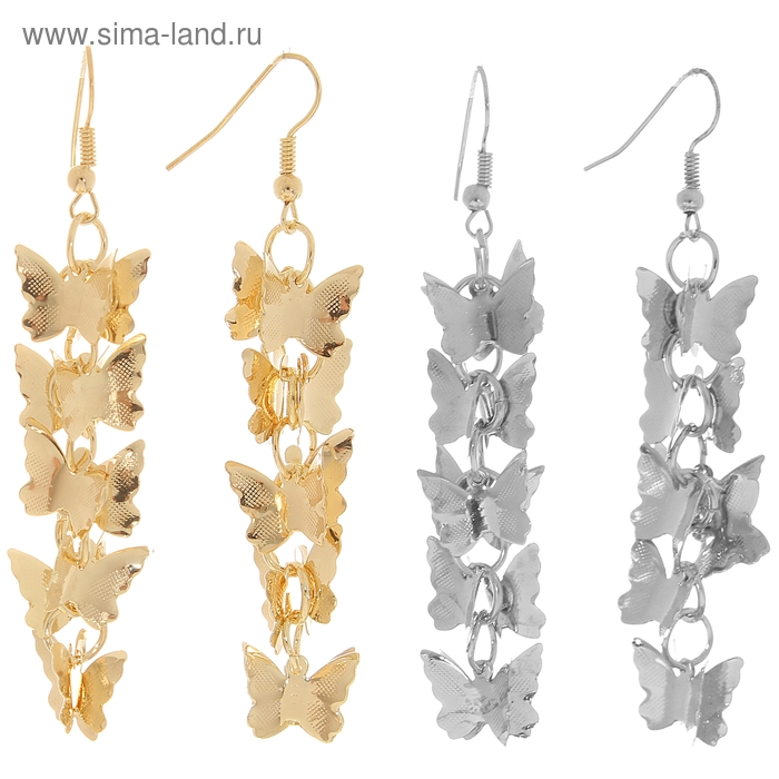 Серьги висячие «Шелест» бабочки, цвета МИКС - Фото 1