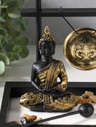 Японский сад камней настольный «Дзен. Будда у гонга», с подставкой для благовоний и набором аксессуаров, 16×22×19 см  (артикул 10686639)  большой выбор товаров оптом и в розницу по низким ценам с доставкой